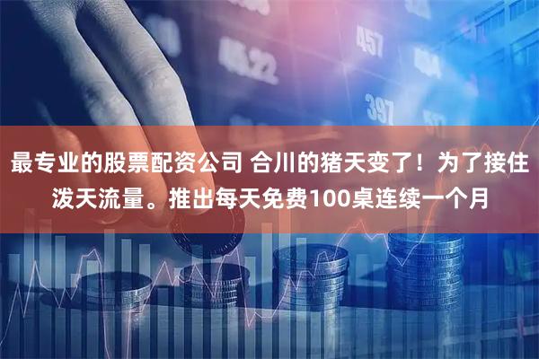 最专业的股票配资公司 合川的猪天变了！为了接住泼天流量。推出每天免费100桌连续一个月